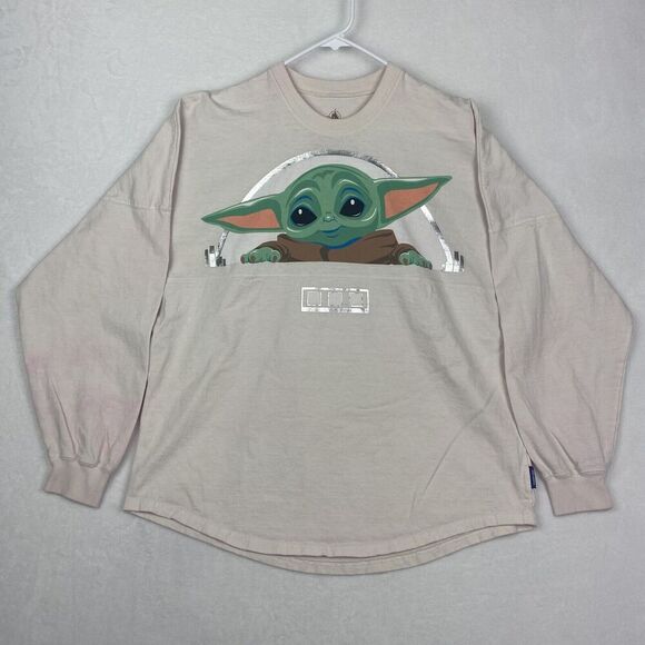Disney Spirit Jersey Star Wars Baby Yoda Graphic Shirt Adult Medium Long Sleeve - Picture 1 of 16